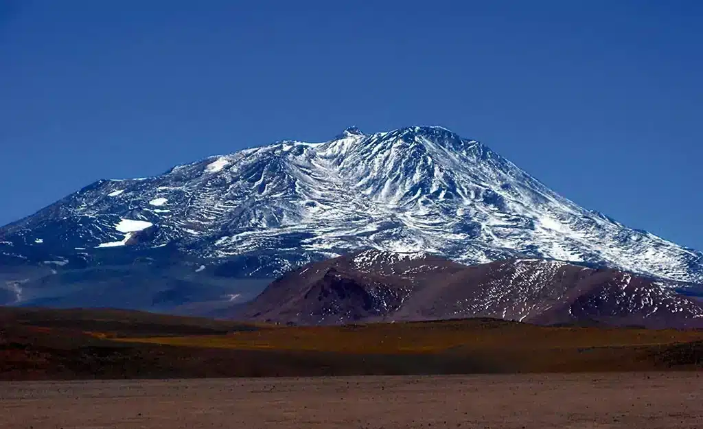 Bonete Chico snow-capped peak in the Andes