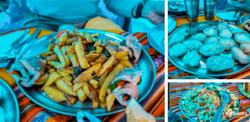 platos preparados en el trek de lares