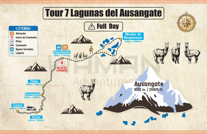 Mapa Tour 7 Lagunas