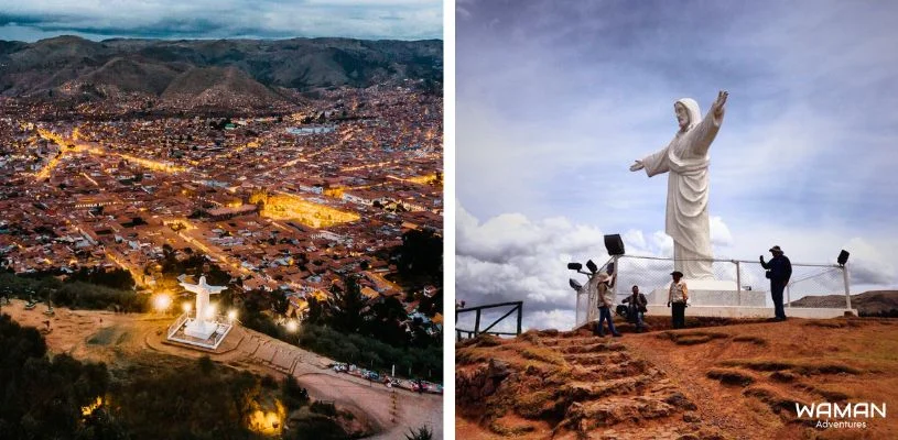Mirador de Cristo blanco en cusco, esta la vista panoramica de Cusco y tambien la estatua de cristo redentor