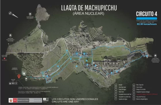 Mapa del circuito 4 de Machu Picchu