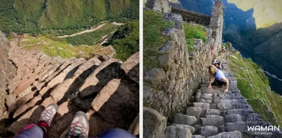 Las escaleras de la muerte en Huayna Picchu