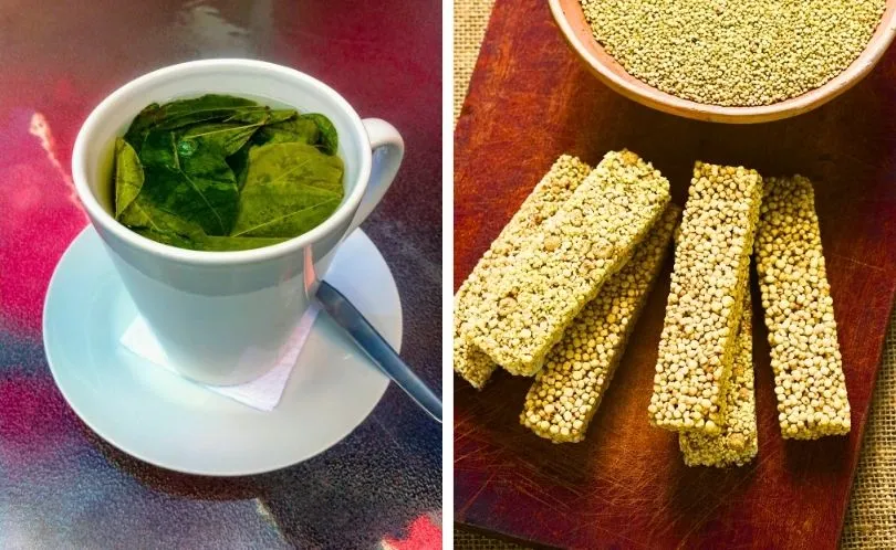 El mate de coca y las diferentes barras de cereales son muy apreciados por los turistas.