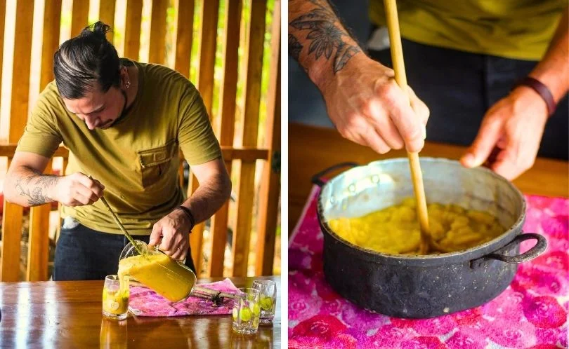 Traditional Amazonian chapo drink made from ripe plantain and water