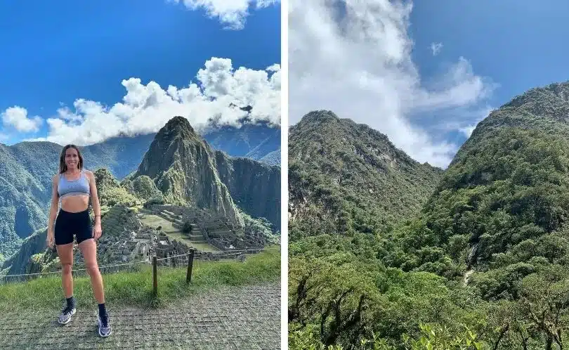 La turista disfruta de Machu Picchu sin las molestias de las multitudes.