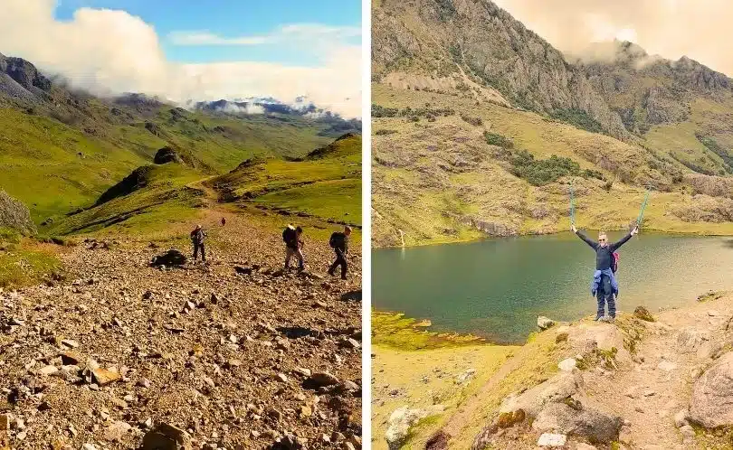 Los turistas realizan la caminata del Lares Trekking.