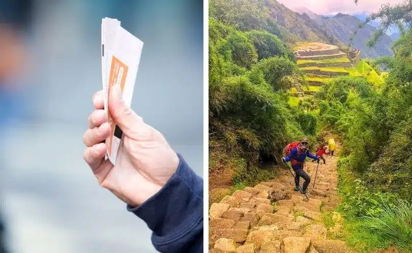 Panoramic view of hikers near Cusco exploring alternative Inca Trail routes, surrounded by green valleys, mountains, and cloudy Andean skies.
