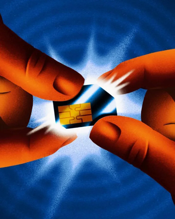 La SIM card aparece como una fuente de poder tecnológico, pequeña en tamaño pero esencial en función.