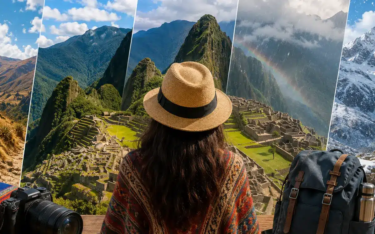 Entre montañas verdes, cielos lluviosos y cumbres nevadas, la escena recuerda que el clima puede transformar por completo la experiencia.