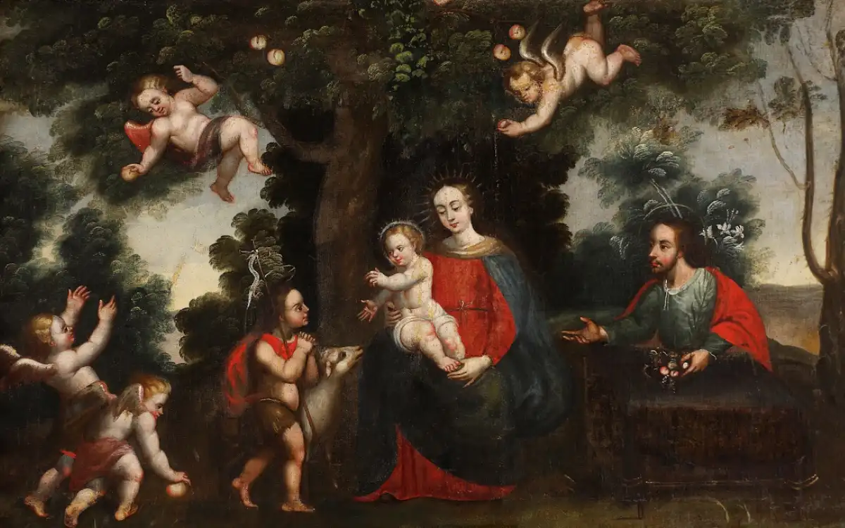 Cuadro pintado por Diego Quispe Tito con escena religiosa