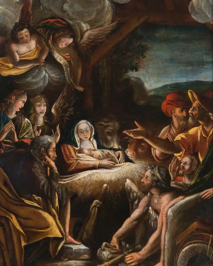 Pintura de Bernardo Bitti con escena religiosa del nacimiento de Jesus