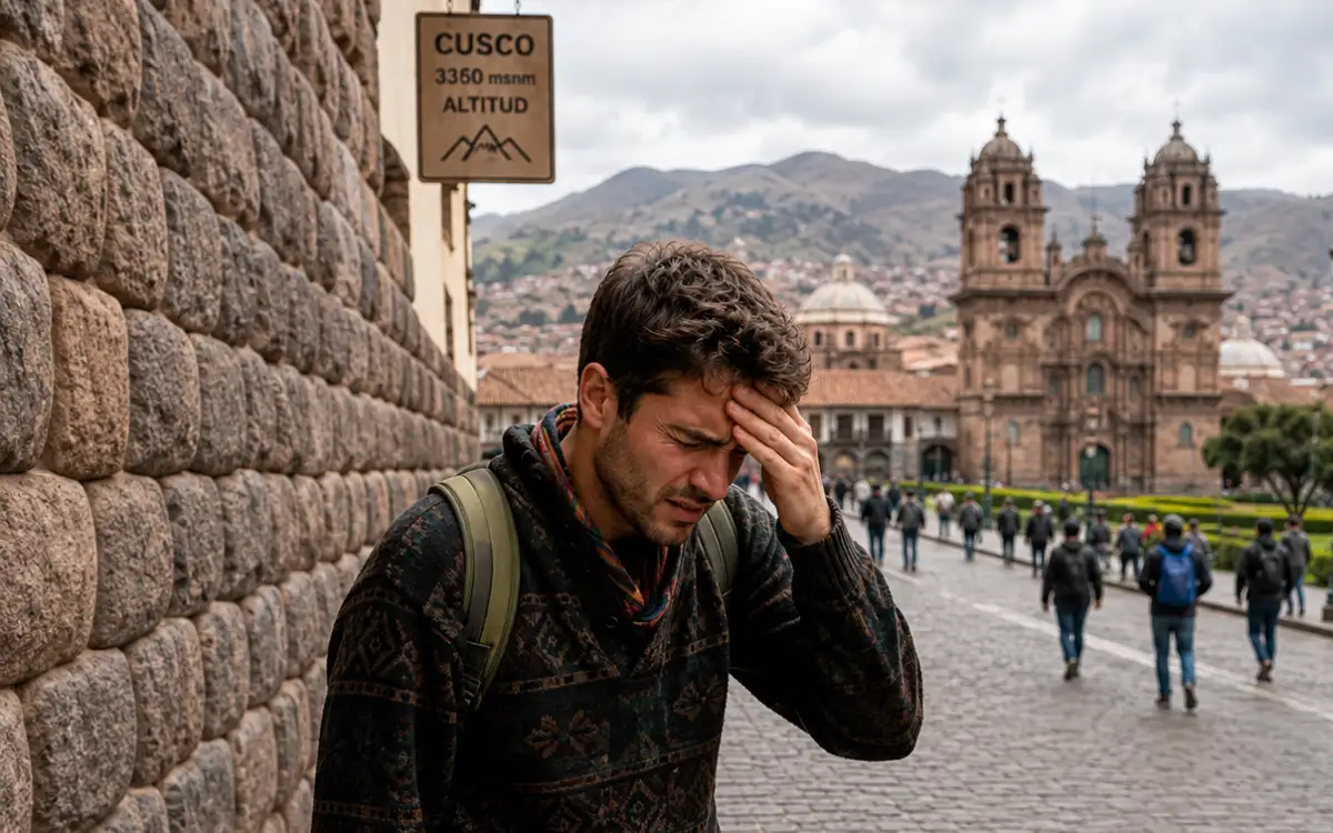 Viajero descansando en Cusco después de presentar molestias relacionadas con la altura