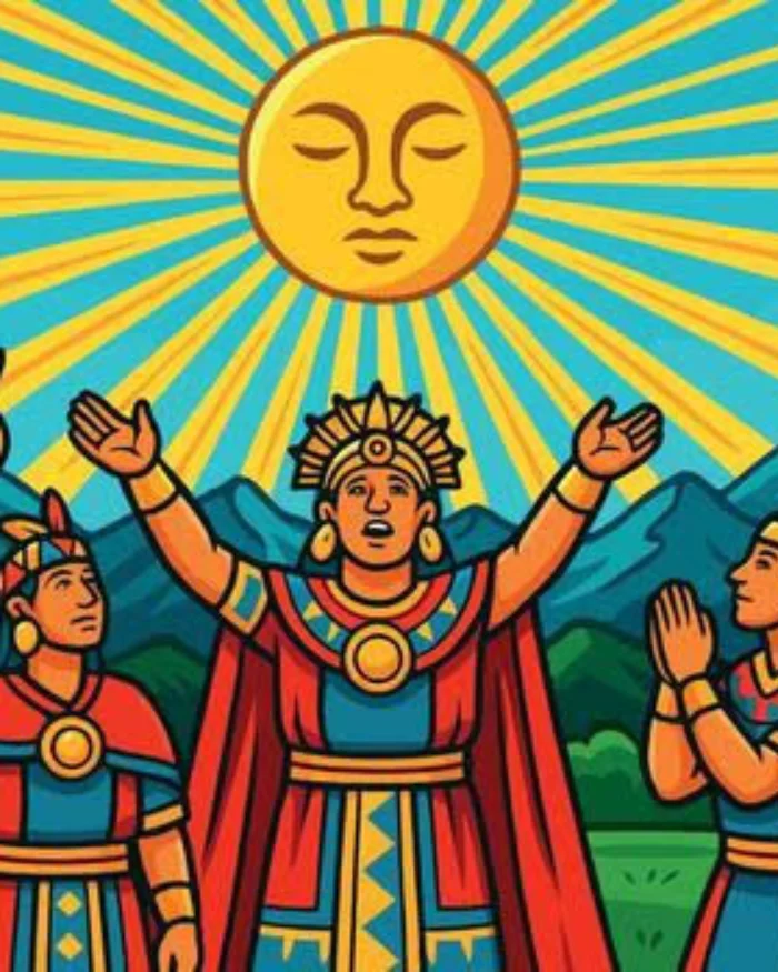 Personajes incas representados durante una ceremonia religiosa dedicada al dios Inti