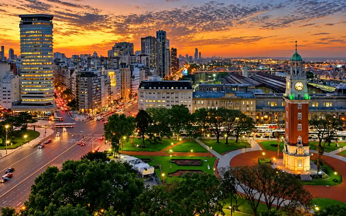 Vista panorámica de Buenos Aires al atardecer