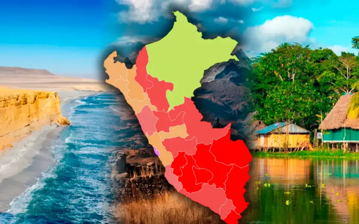 Mapa del Perú representando los tres grandes ecosistemas del país: costa, sierra y selva